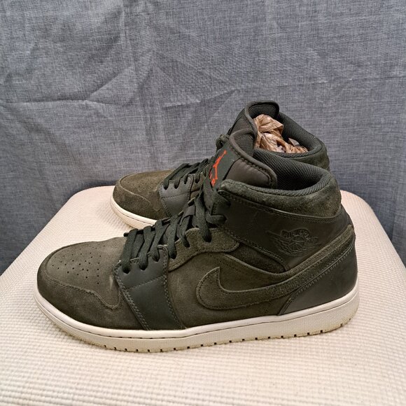 Nike Air Jordan Retro Mid Sequoia Suede Olive Green Men's Size 13